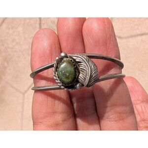 Navajo Sterling Silver & Turquoise Kids cuff Open Bracelet Native American 6.7g